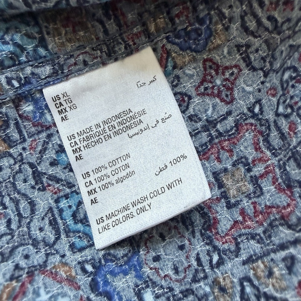 Tasso Elba Geo Design Shirt Mens XL Blue Long Sleeve Button Up Patterned Casual - Picture 8 of 9